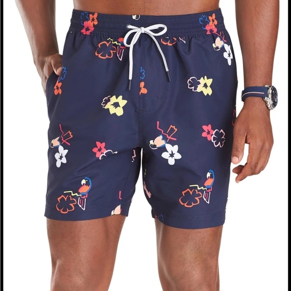 Tommy Hilfiger Hawaaian Tropical Parrot Swim Trunks - Picture 1 of 6